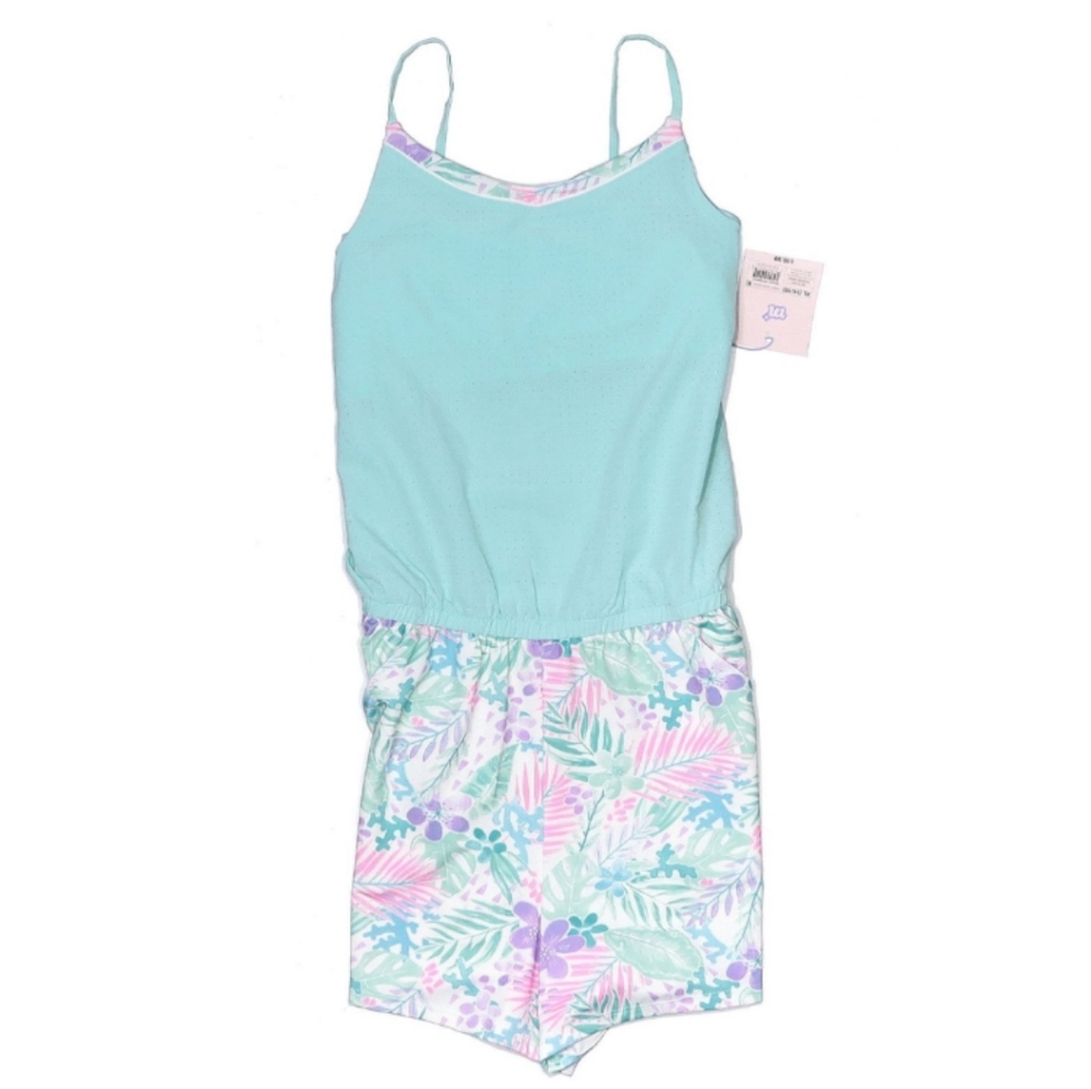 Girls Turquoise Romper With Pockets